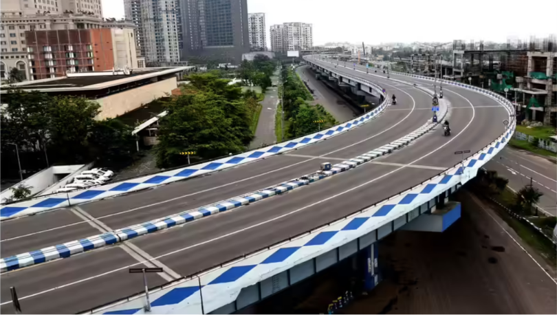 Major road infrastructure developments in Kolkata improving traffic flow.
