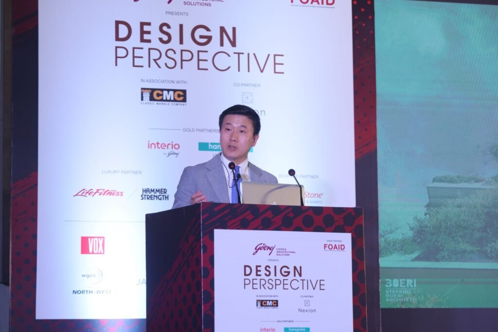 Keynote speaker Yibo Xu presenting at Design Perspective Kolkata 2026 conference